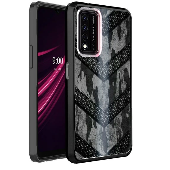 DALUX Ultra Slim PC-TPU Phone Case Compatible with T-Mobile REVVL V Plus 5G / REVVL V+ 5G (2021) - Gray Camo Badge