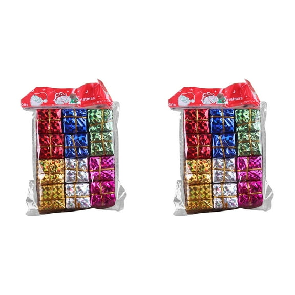 Christmas Decorations 2.5Cm Laser-Cut Mini Gift Bag/ Box Ornaments Sparkling Christmas Tree Decorations Small Present Hanging Packs For Xmas DIY Craft