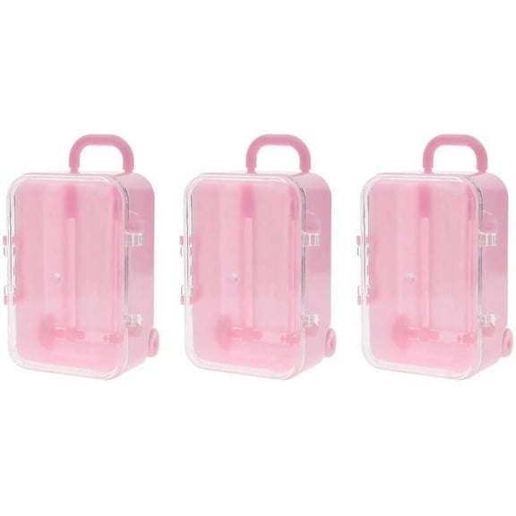 3X Pink Mini Roller Travel Suitcase Candy Box Personality Wedding Candy Box Luggage Trolley Case Candy Toy