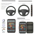 thumbnail image 3 of Yuyamidu Highland Cow Car Seat Covers and Steering Wheel Cover Aztec Blue Safe Belt Pads Center Console Cover Coasters Keychains Car Accessories Set of 13, 3 of 6