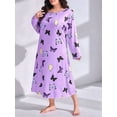 thumbnail image 6 of Women'S Sleepwear Long Sleeves Nightgown Print Tee Sleep Dress Light  5XL, 6 of 7