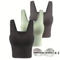 thumbnail image 1 of 3pcs Ribbed Tank Top  Comfort & Style Combined - Detachable Chest Pads for Maximum Comfort!, 1 of 7