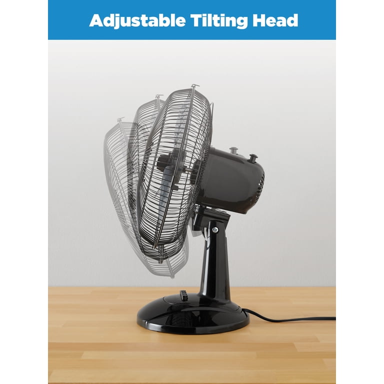 Mainstays 12 Inch Table Fan with Oscillation, Black photo 3