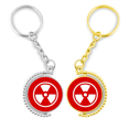 thumbnail image 1 of La radiación de ionización Plaza Roja marca de advertencia Anillo de oro de metal llavero llavero, 1 of 4