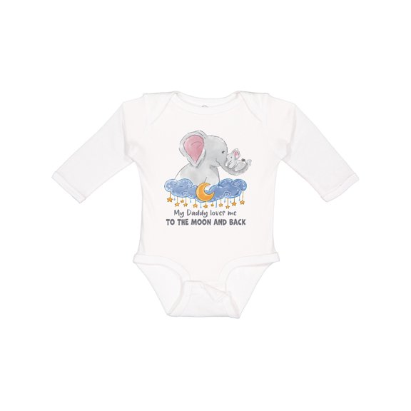 Inktastic My Daddy Loves Me to the Moon and Back Elephant Family Boys or Girls Long Sleeve Baby Bodysuit