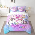 thumbnail image 2 of Feelyou Cartoon Magic Unicorn Bedding Comforter Set 7 Pieces, Kawaii Princess Castle Full Bedding Set, Dreamy Mermaid Scale Fitted Sheet Flat Sheet, Lightweight Room Decor, 2 of 7
