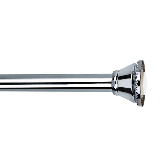 Bath Bliss Tringle de Rideau de Douche Décorative Salle de Bain Doublure de Douche & Rideau Réglable 42-72 Chrome