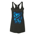 thumbnail image 2 of 3D Blue Skulls Trendy | Womens Fashion Premium Tri-Blend Racerback Tank Top, Vintage Black, X-Large, 2 of 4