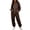 Brown, variant on Women's Fleece Lined Hooded Jumpsuit Long Sleeve Zip Up One Piece Tracksuit Loose Fit Soft Warm Cozy Fall Winter Loungewear Y2K Streetwear with Pockets Wine