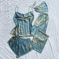 thumbnail image 2 of B91xZ Silk Pajamas Set for Women Button Down Pajama Shorts Set Soft Summer Solid Pjs Sets,Green M, 2 of 3