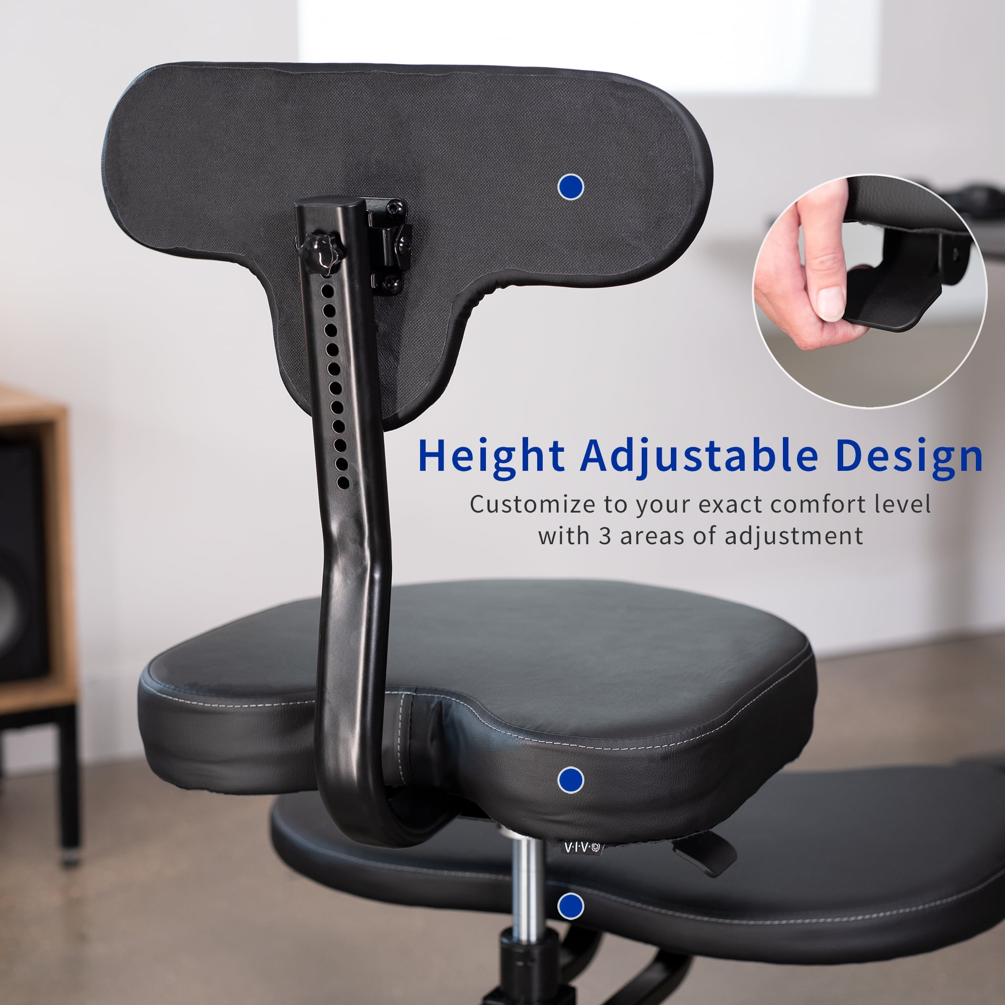VIVO Black Ergonomic Cross Legged Swivel Chair, Adjustable Stool
