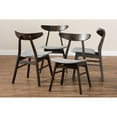 thumbnail image 4 of Baxton Studio Britte Mid-Century Modern Light Grey Fabric Upholstered Dark Oak Brown Finished 4-Piece Wood Dining Chair, 4 of 5