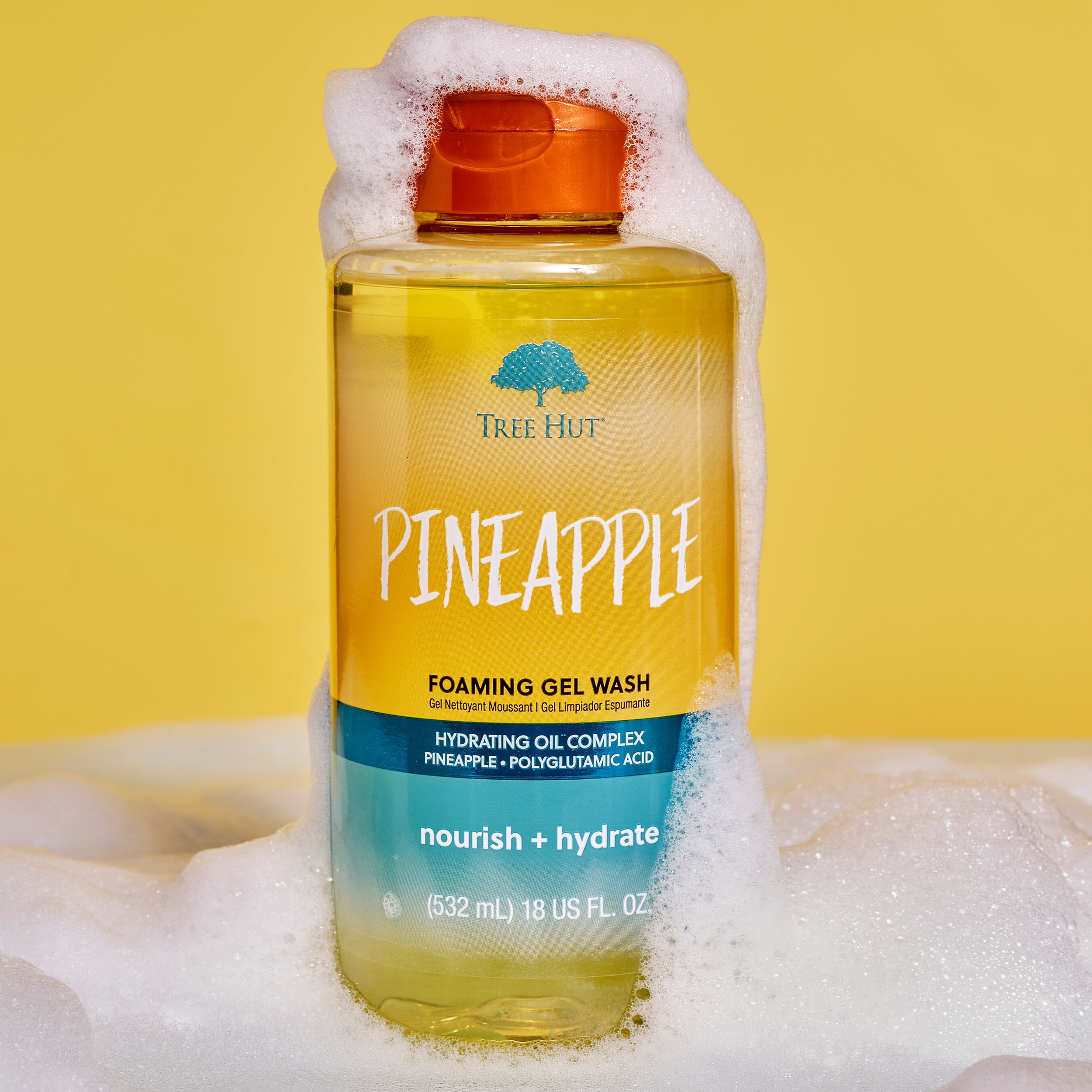 Tree Hut Pineapple Foaming Gel Body Wash, 18 fl oz