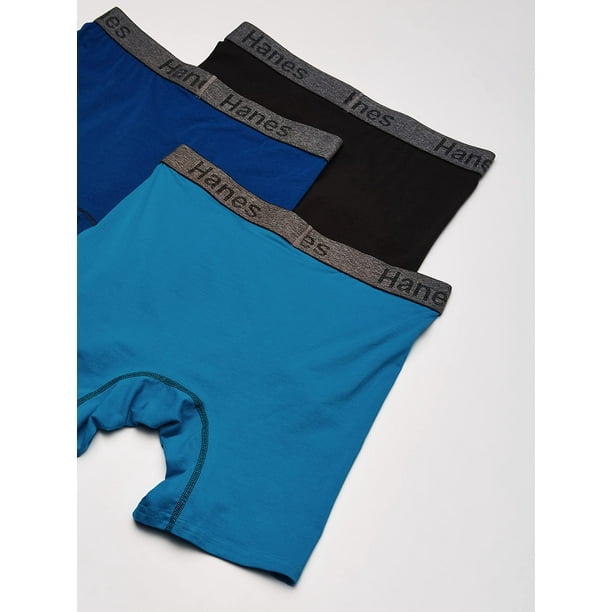 Hanes Men's Comfort Flex Fit Ultra Soft Cotton Stretch Long Leg Boxer  Briefs, 3 Pack, Sizes S-3XL