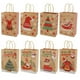 thumbnail image 1 of Paquete de 24 bolsas de regalo navideñas | 8 estilos de bolsas pequeñas de papel kraft con asas | Bolsas reutilizables para dulces, galletas y juguetes | Diseño de calcetín navideño con reno | Para, 1 of 5