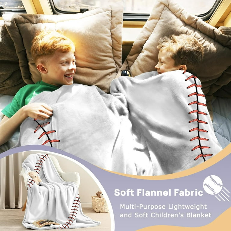 Baseball Blanket, Soft Fleece Throw Blankets for Kids, Unique
