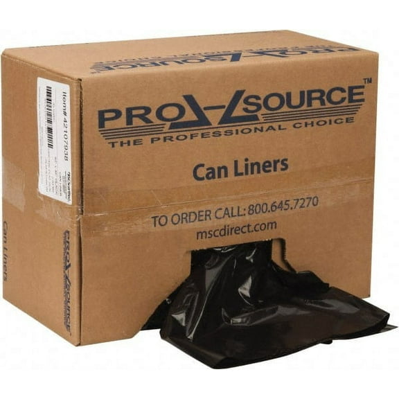 100 Pack PRO SOURCE Heavy Duty 2 Mil Black Trash Bags with Recycled Content: 45 Gallon Size
