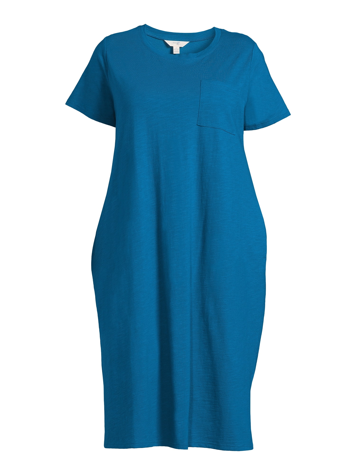 Terra & Sky Women's Plus Size One Pocket T-Shirt Dress, 0X-5X