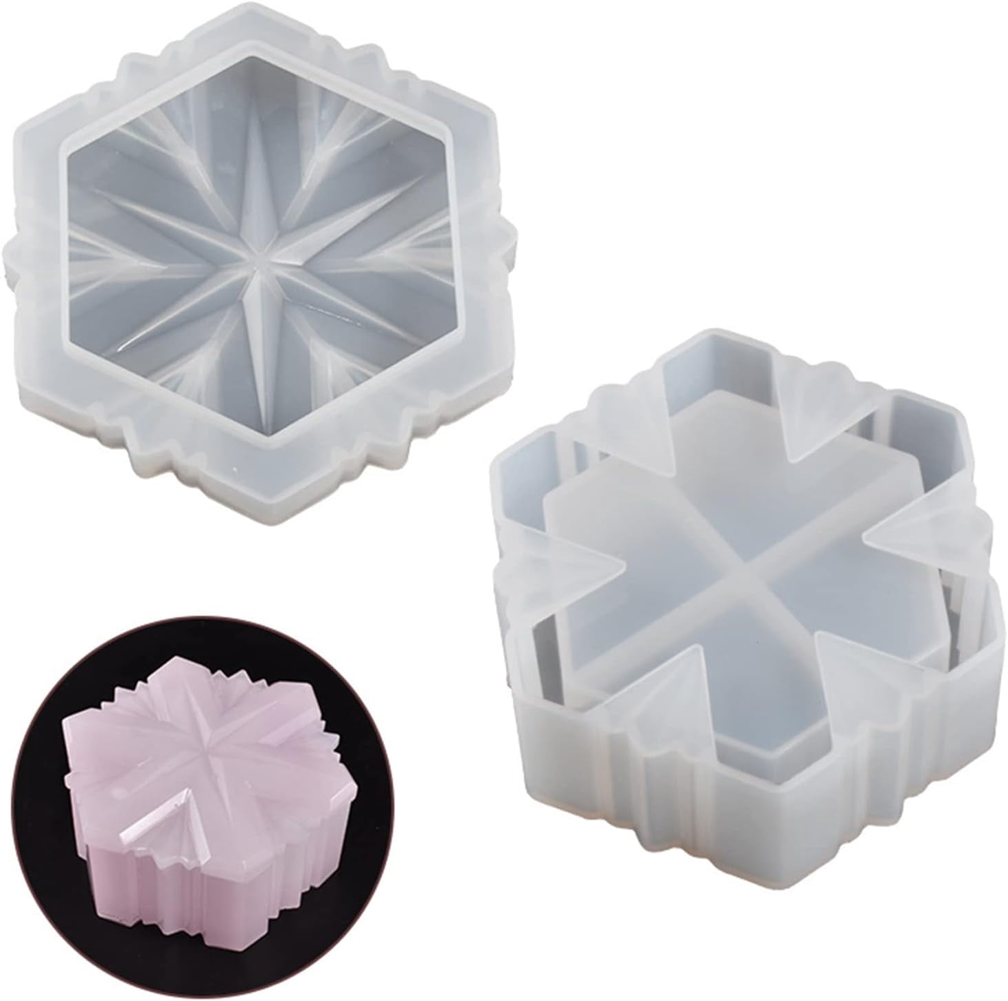 1PC Hexagonal Star Storage Box Silicone Mold, Crystal Epoxy Mold with Lid, Used for Epoxy Resin Jewelry Container Mold, Jewelry Home Decoration