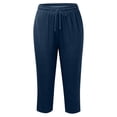 thumbnail image 5 of Endives Womens Casual Pants Plus Size Casual Elastic Waist Loose Fit Linen Pant Women With Pockets Activewear S-6XL Blue, 5 of 6