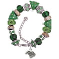 thumbnail image 1 of Silvertone Small Falcon - Mascot Green Christmas Bead Bracelet, 1 of 4