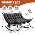 thumbnail image 2 of Fauteuil Berçant à Bascule pour Patio Intérieur Extérieur – Capacité de 450 Lb – Rotin Résistant aux Intempéries, Coussin anti-UV et Rembourrage en Molleton Doux – Bois de Caoutchouc Robuste et Cadre en Acier Renforcé, 2 of 7
