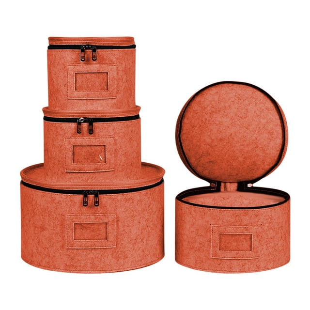 veasfak 4 Pieces China Storage Containers Dish Storage Containers for Plates Saucers Orange