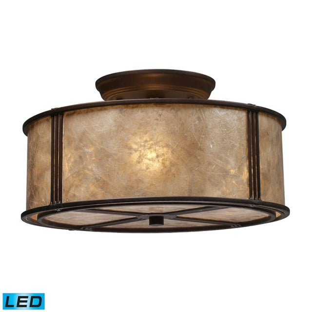 ElkGroup International 15031/3-LED Barringer 3-Light Semi-Flush In Aged Bronze And Tan Mica Shade - LED