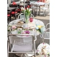thumbnail image 4 of Outdoor Tablecloth with Umbrella Hole and Zipper, Easter Bunny Round Table Cloth 54 Inch Waterproof Tablecloth, Spring Daisy Flower Colorful Eggs White Wooden Picnic Table Cover for Patio Camping, 4 of 7