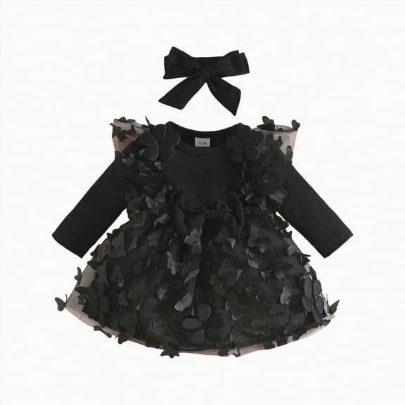 Jkety Kids Clothes Girls Toddler Little Girls Dress and Cardigan Sets 2 Piece Floral Print Sleeveless Dress and Long Sleeve Black,12-18 Months