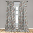 thumbnail image 4 of Ambesonne Vintage Curtains, Flora Pattern Squares Art, Pair of 28"x95", Blush and Dark Warm Taupe, 4 of 4