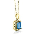 thumbnail image 2 of Gem Stone King 18K Yellow Gold Plated Silver Pendant with 18 inch Chain Octagon Swiss Blue Topaz Moissanite (2.78 Cttw), 2 of 4