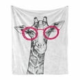 thumbnail image 1 of Funny Soft Flannel Fleece Throw Blanket, Hipster Animal Retro Fashion Round Glasses Summer Time Love Hand Drawn Style, Cozy Plush for Indoor and Outdoor Use, 50" x 70", White Pink, by Ambesonne, 1 of 6