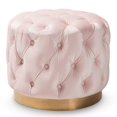 thumbnail image 1 of Otomana Baxton Studio Valeria de terciopelo rosa claro con acabado dorado, 1 of 7