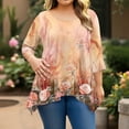 thumbnail image 5 of WTOBBY Women's Plus Size Floral Print 3/4 Sleeve Round Neck Tunic Top Loose Fit Tee for Full Figure Comfort and Fall Seasonal Fashion,Light pink L, 5 of 5