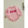 thumbnail image 3 of Bagilaanoe Newborn Baby Girl Boy Oversized Romper Sweatshirt Long Sleeve Bodysuits Letter Embroidery Pullover 6M 12M 18M 24M Infant Casual Tee Tops, 3 of 8