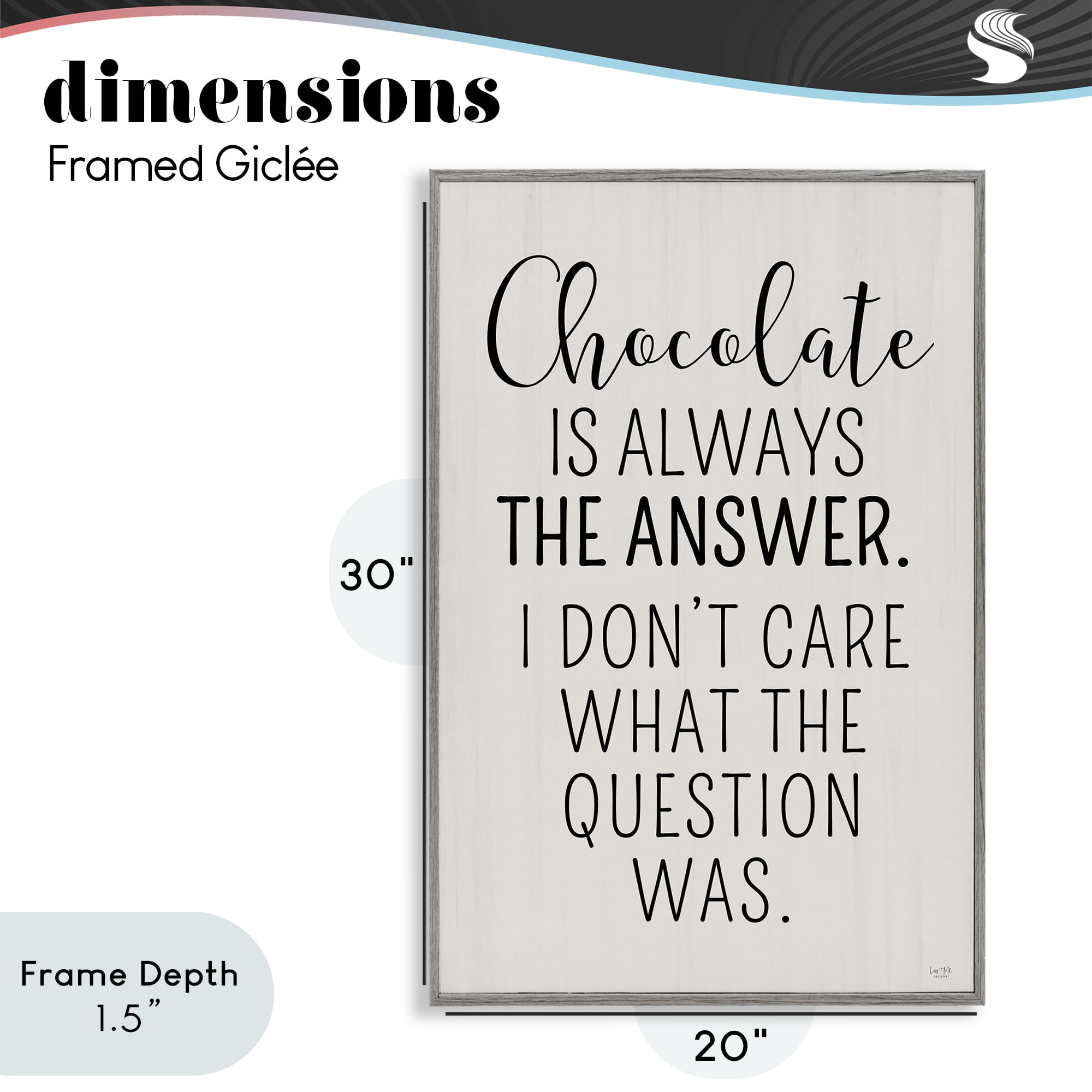 Stupell Industries Chocolate Is Always The Answer Gray Framed Giclee Art, design by Lux + Me Designs