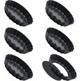 thumbnail image 1 of Bottom Removable 4 Inch Mini Nonstick Round Carbon Steel Tart Pan (black) 6pcs, 1 of 5