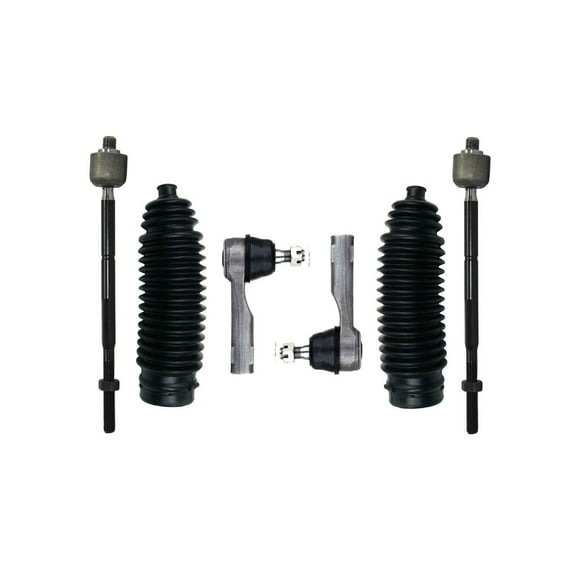 6 Pcs Outer Inner Tie Rod Ends Rack & Pinion Bellow Boots Steering Kit