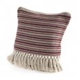 thumbnail image 4 of 20" X 20" Maroon Red And Off-White 100% Cotton Striped Zippered Pillow, 4 of 5