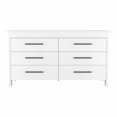 thumbnail image 3 of Atlin Designs Commode Double Moderne en Bois pour Chambre avec 6 Tiroirs, Blanc, 3 of 6