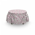 thumbnail image 3 of Floral Ottoman Cover, Ranunculus Spring, 2 Piece Slipcover Set with Ruffle Skirt for Square Round Cube Footstool Decorative Home Accent, Standard Size, Baby Pink Dried Rose, by Ambesonne, 3 of 5