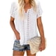 thumbnail image 2 of Camisa de mujer con escote en V, camisa de mujer con encaje en V transpirable, camisa de crochet de color puro, camisa de mujer de mayor durabilidad, 2 of 6