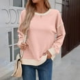 thumbnail image 6 of Womens Fall Clothes, Long Sleeve Pullover for Women Fashion Loose Fit Color Patchwork Crewneck Sweatshirts, 6 of 6