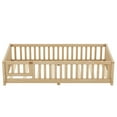 thumbnail image 3 of DreamBuck Twin Size Floor Bed with Door and Fence for Montessori Floor Bed with Slats and Safety Guardrails, Wood Floor Bed Frame, Twin Bed Frame for Girls, Boys, No Box Spring Needed, 3 of 10