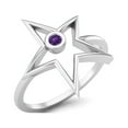 thumbnail image 2 of 0.03 Ctw Round Amethyst Open Star Ring 925 Sterling Silver Solitaire Valentines Day Gifts Ring, 2 of 4
