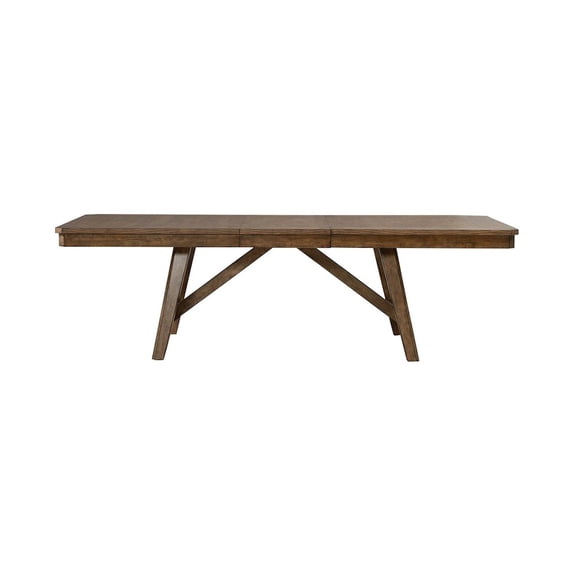 Liberty Furniture Carolina Park Trestle Table for Dining Room - Self Storing Leaf - Amber Brown