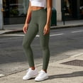 thumbnail image 6 of MXUIKV Leggings Pants for Women Tight Fitted Elastic High Waist Workout Yoga Trousers Solid Color(Medium,Army Green), 6 of 7
