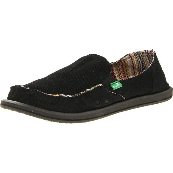 Sanuk Women's Donna Hemp Flat,Black,7 M US