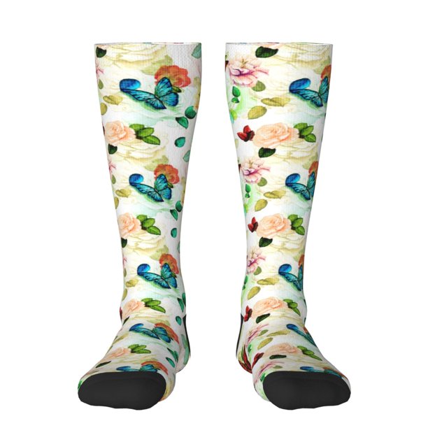 Balery Floral Vintage Calcetines novedosos Calcetines deportivos Calcetines hasta la rodilla Calcetines de algodón Calcetines originales y geniales